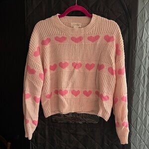 Jessica Simpson Pink Heart Crew Neck Sweater